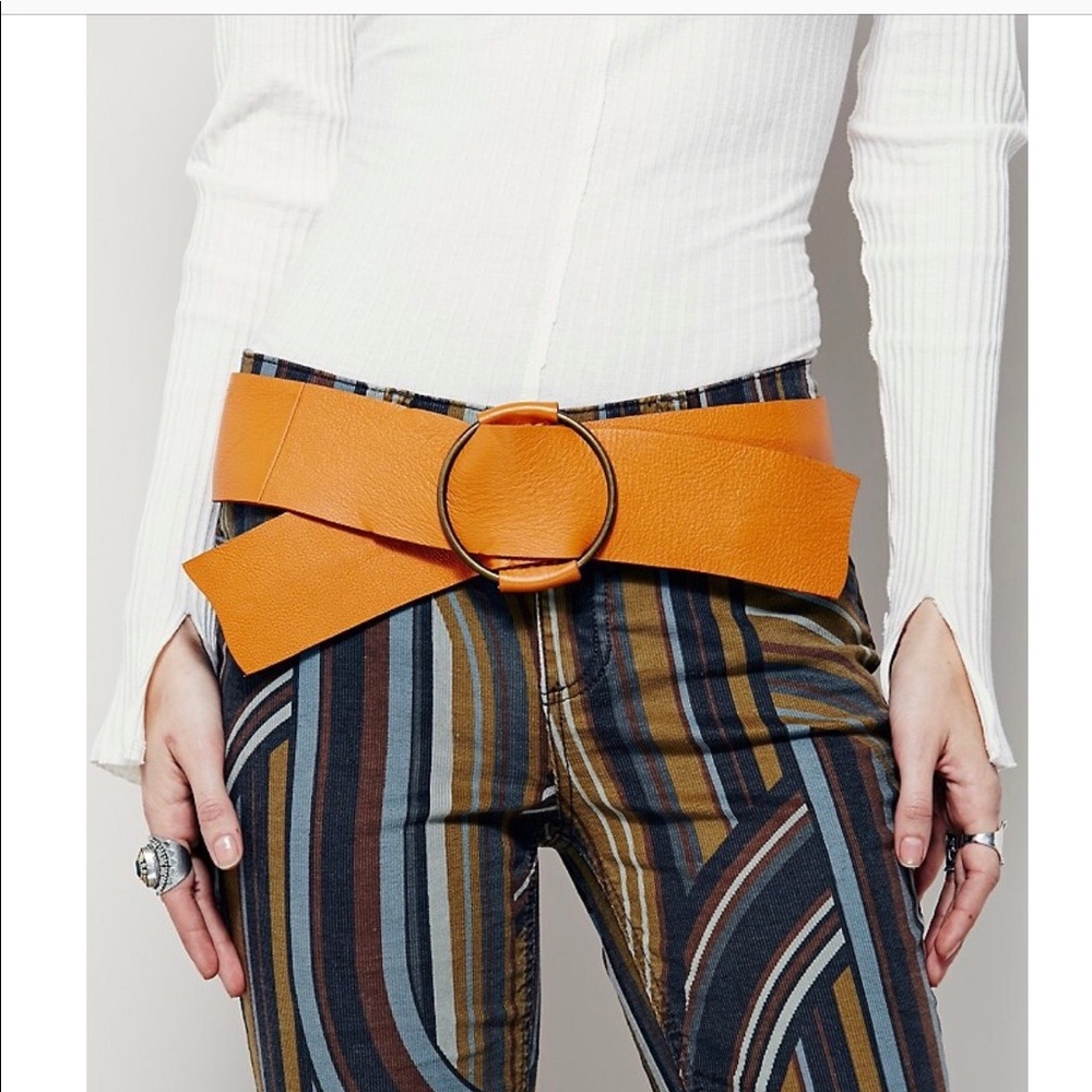 Free people Birkin leather belt in sunset orange